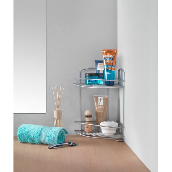 Ъглов стенен стоманен рафт за баня в сребристо - Metaltex-image-2