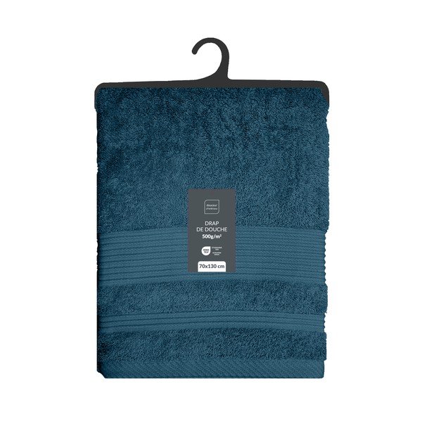 Тъмносиня памучна хавлиена кърпа от тери 70x130 cm Tendresse – douceur d'intérieur-image-4