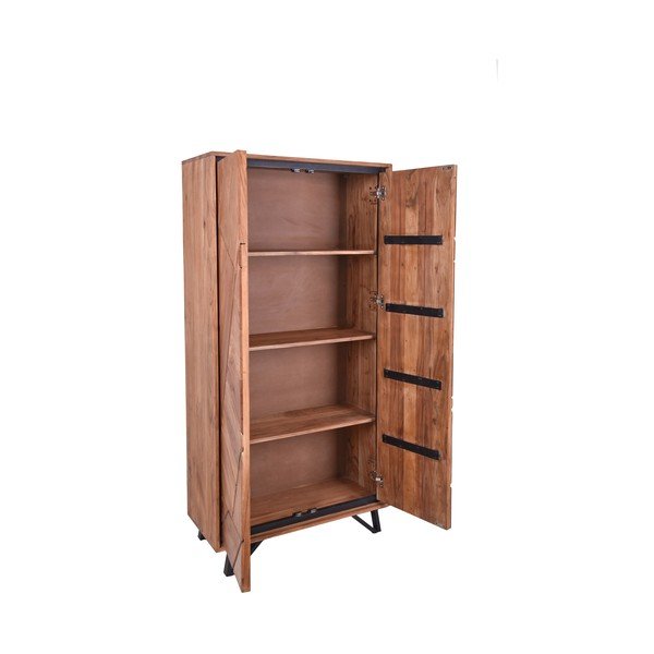 Гардероб от масивна акация в естествен цвят 90x181x40 cm Ambala – Interia Home & Living-image-3