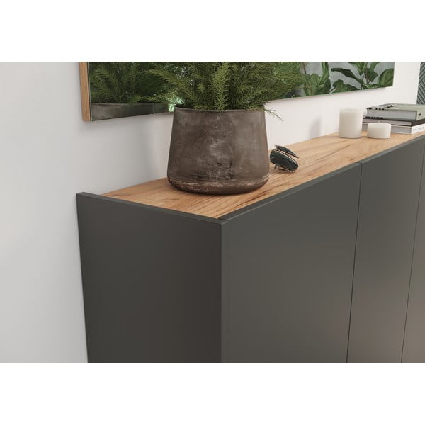 Антрацитно висящо шкафче от декор от дъб  138x87x25 cm Libbiano – Germania-image-4