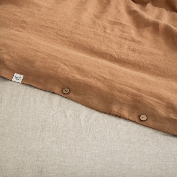 Кафяво ленено спално бельо за двойно легло 200x200 cm - Linen Tales-image-2