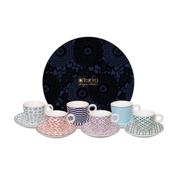 Комплект от 6 чаши с чинийки Geo Eclectic - Tokyo Design Studio