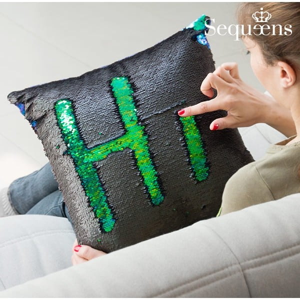 Зелена възглавница с променяща се калъфка от пайети Sequeens, 40 x 40 cm - InnovaGoods