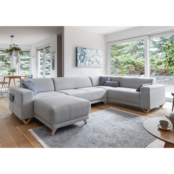 Светлосив разтегателен/с място за съхранение ъглов диван (десен ъгъл/U форма) Classy Sophie – Miuform-image-3