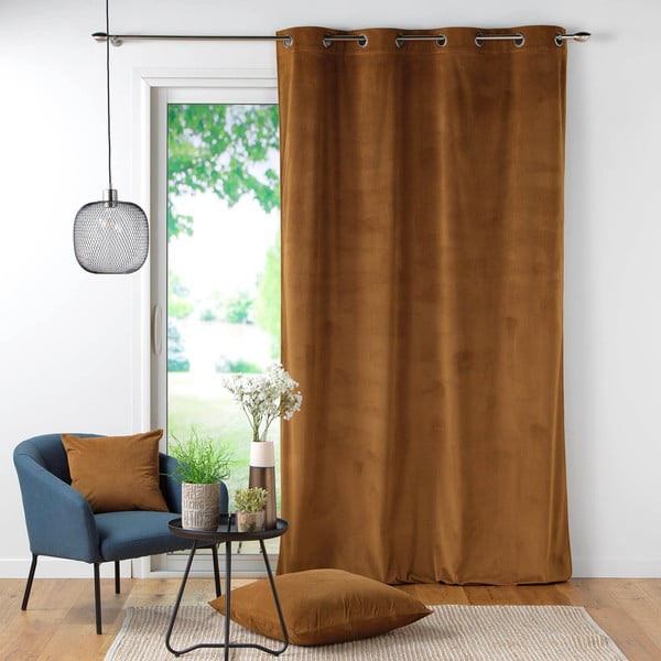 Кафява завеса от рипсено кадифе 140x260 cm Casual – douceur d'intérieur-image-2