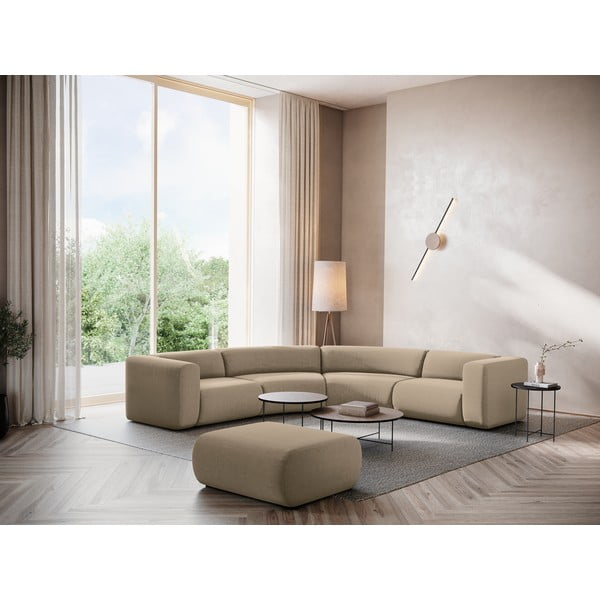 Бежова кадифена табуретка Ekahi – Makamii-image-1