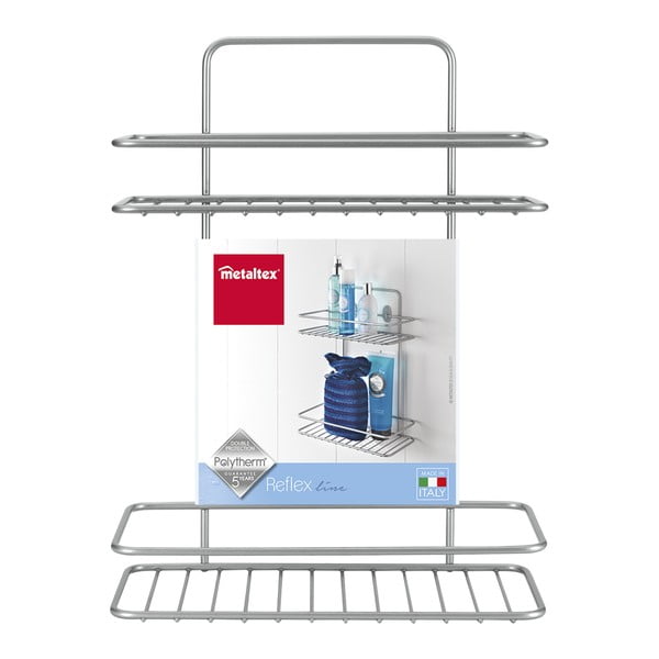 Стенен ъглов рафт за баня с два етажа Ref - Metaltex-image-2