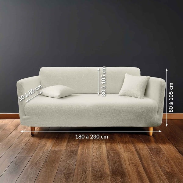 Кремаво триместно ластично покривало за диван Laina – douceur d'intérieur-image-2
