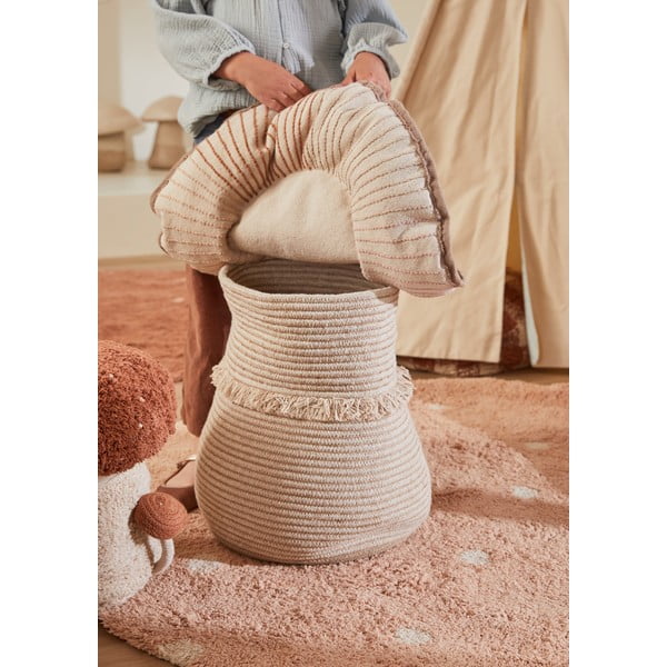 Светлорозов ръчно изработен памучен детски килим подходящ за пране ø140 cm Round Dot Rose – Lorena Canals-image-4