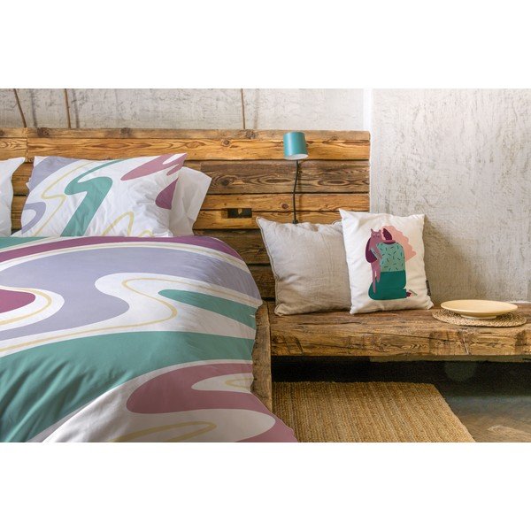 Единично спално бельо от памучен сатен в бяло и синьо 140x200 cm Student Collection – Butter Kings-image-1