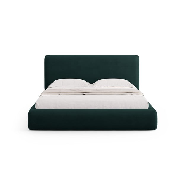Тъмнозелено двойно тапицирано легло с място за съхранение с включена подматрачна рамка 160x200 cm Colonel – Cosmopolitan Design-image-3