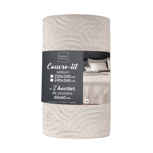 Кремаво комплект шалте и калъфка за възглавница 240x260 cm Solange – douceur d'intérieur