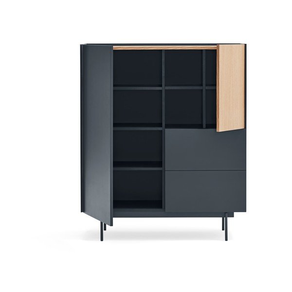 Висок скрин с чекмеджета в антрацит и естествен дъб 100x120 cm Otto - Teulat-image-3