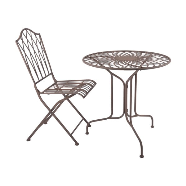 Кафяв метален сгъваем градински стол - Esschert Design-image-3