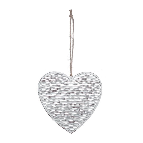 Голяма висяща декорация от бял метал във формата на сърце с мотив на сърце Ego Dekor, 15 x 14 cm - Ego Dekor