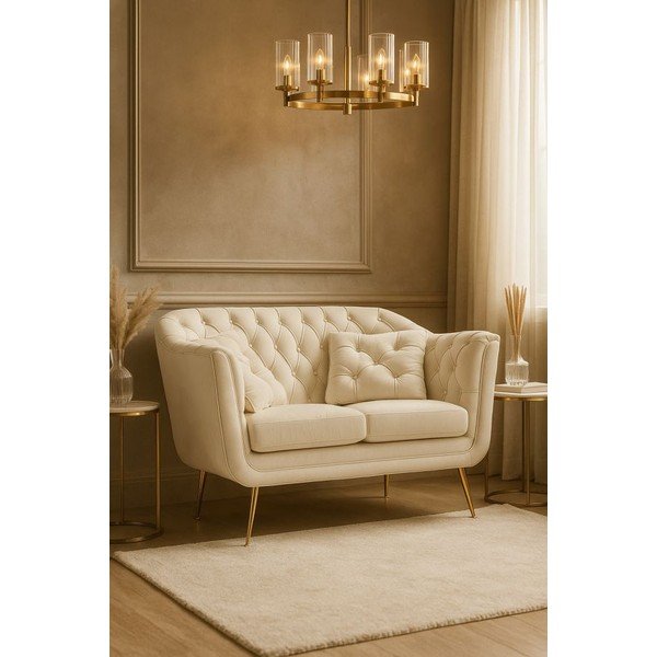 Кремав кадифен диван 130 cm Budapest – Mauro Ferretti-image-1