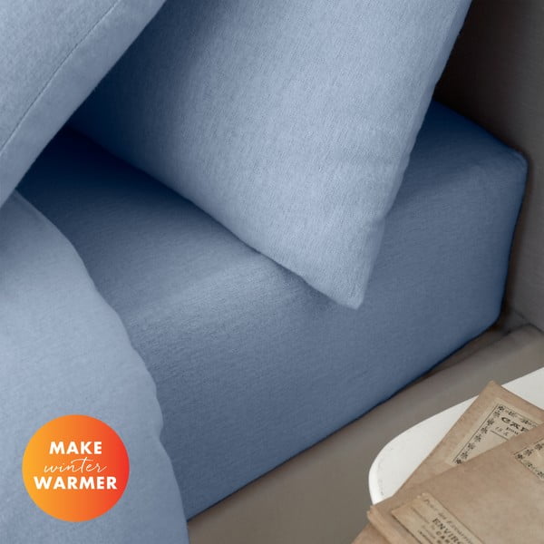 Светлосин еластичен фланелен чаршаф 135x190 cm Brushed – Catherine Lansfield-image-3