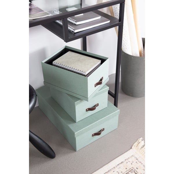 Картонени кутии за съхранение в комплект 3 бр. с капаци мента 31x47x15 cm Inge – Bigso Box of Sweden-image-2