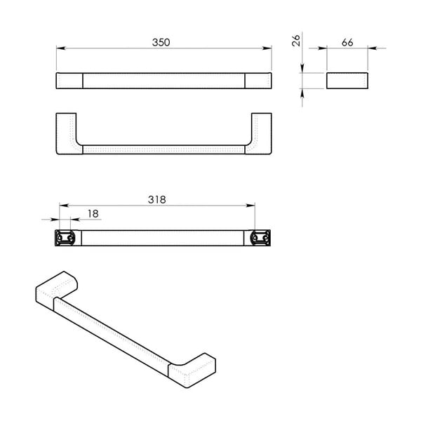 Стенна месингова поставка за кърпи златна Gedy Pirenei – Sapho-image-1