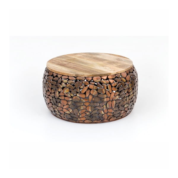 Масичка за кафе с дървен плот Карамел, ⌀ 66 cm - WOOX LIVING