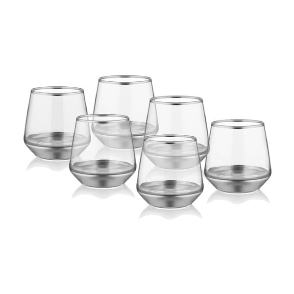 Комплект от 6 чаши за уиски със сребърна украса Glam - The Mia