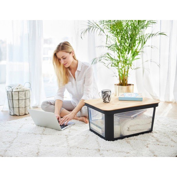 Черен пластмасов капак за кутия за съхранение 57x39x3 cm Albris – Rotho-image-1