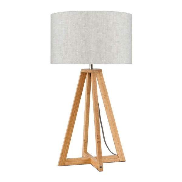Настолна лампа със светлобежов абажур и бамбукова структура Everest - Good&Mojo