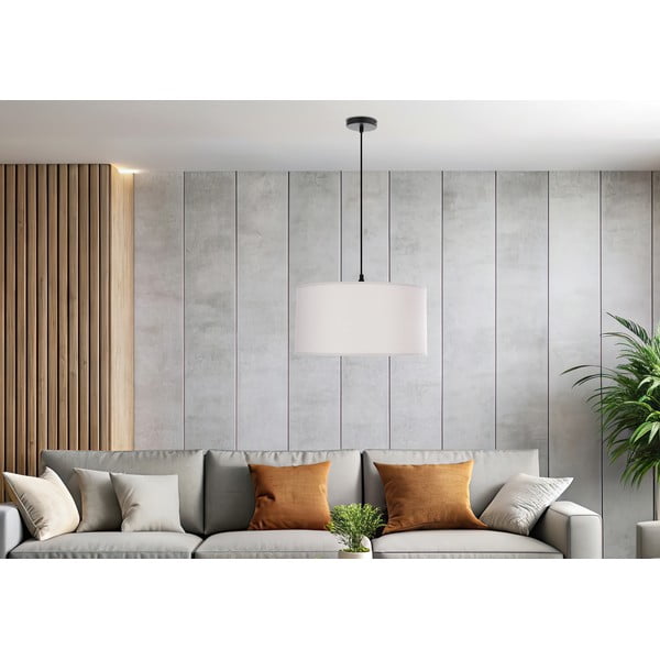 Бяло висящо осветително тяло с текстилен абажур ø 40 cm Shanti – Candellux Lighting-image-4