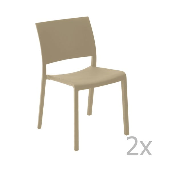 Комплект от 2 градински трапезни стола в пясъчно кафяво Fiona - Resol