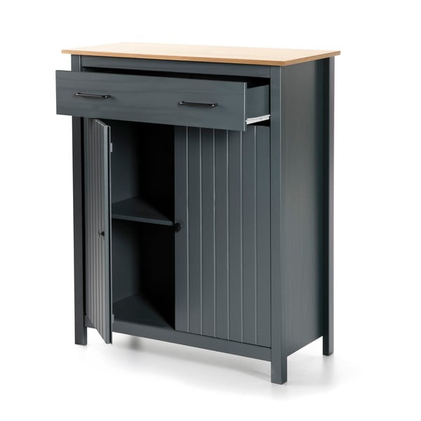 Тъмносин висок скрин от масивен бор 90x110 cm Miranda – Marckeric-image-3