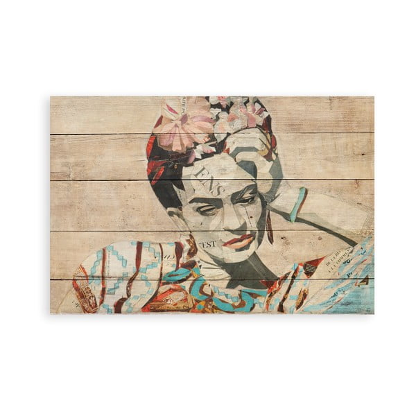 Табела за стена от борова дървесина , 40 x 60 cm Collage of Frida - Madre Selva