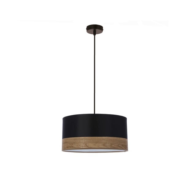 Черна висяща лампа с текстилен абажур ø 30 cm Porto - Candellux Lighting