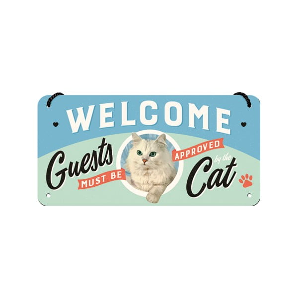 Декоративен знак за стена Добре дошли гости Welcome Guests Cat - Postershop
