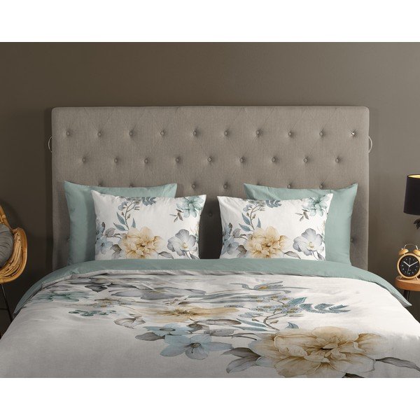 Зелено-кремаво единично удължено памучно спално бельо 140x220 cm Celina – Good Morning-image-2