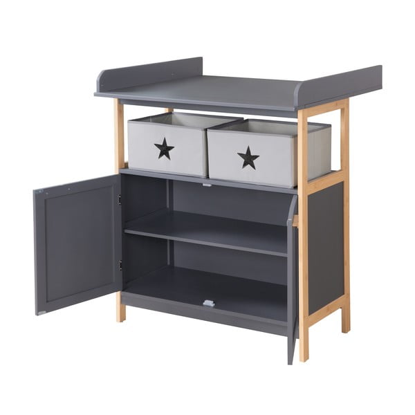 Антрацит нисък детски скрин с маса за преповиване 87x75 cm Berlin – Roba-image-2