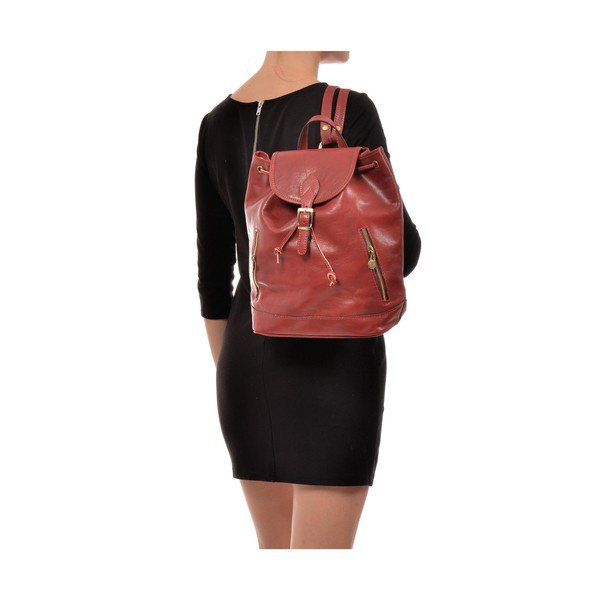 Червена кожена раница Cindy - Sofia Cardoni-image-4