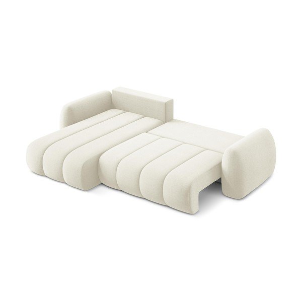 Бежов разтегателен ъглов диван с място за съхранение от букле (ляв ъгъл) Pele – Makamii-image-4