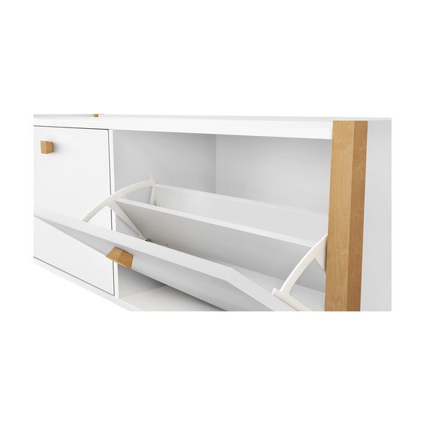 Бял шкаф за обувки с пейка Hannover - Woodman-image-1