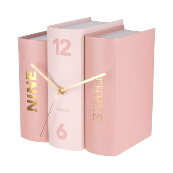 Розов настолен часовник във формата на книги Book - Karlsson