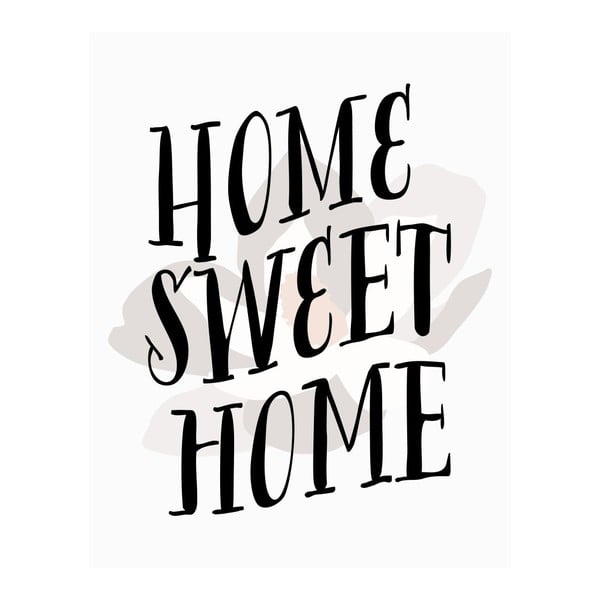 Plakát v dřevěném rámu Home sweet home, 38x28 cm