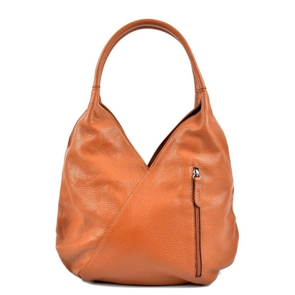 Кафява кожена чанта Rosella в цвят коняк - Roberta M