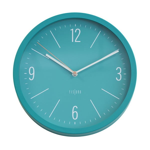 Tyrkysové nástěnné hodiny Fisura Neo, ⌀ 30 cm