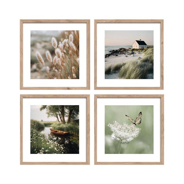 Печатни картини в комплект 4 бр. с включена рамка 30x30 cm Subtle Nature – Styler