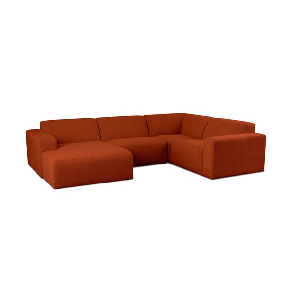 Ъглов диван от букле в тухлен цвят ("U" форма) Roxy – Scandic-image-1