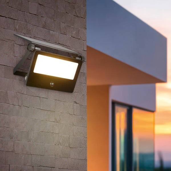 LED стенно външно осветително тяло със сензор за движение със соларен панел (височина 15,5 cm) Moura – Trio-image-1