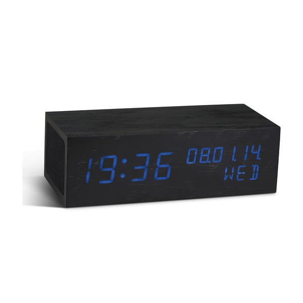 Reproduktor Click Clock s modrým LED budíkem, černý