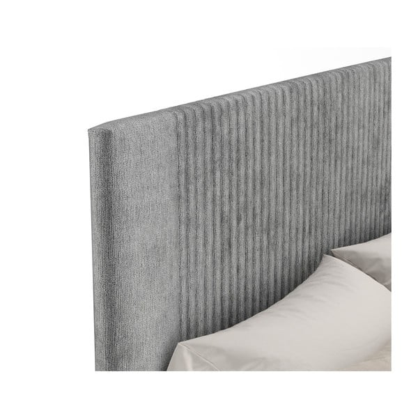 Сиво двойно легло 180x200 cm тапицирано с място за съхранение с включена подматрачна рамка Etero – Maison de Rêve-image-3