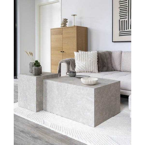 Бежова масичка за кафе от декор от мрамор 60x80 cm Prague – House Nordic-image-1