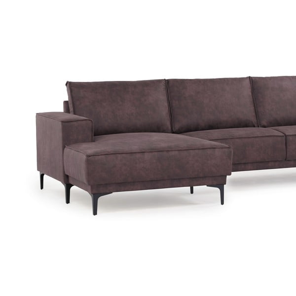 Тъмнокафяв ъглов диван от изкуствена кожа (ляв ъгъл) Copenhagen - Scandic-image-4