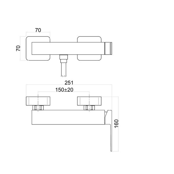 Матово-черна стенна душ батерия (1 изход) Latus – Sapho-image-1